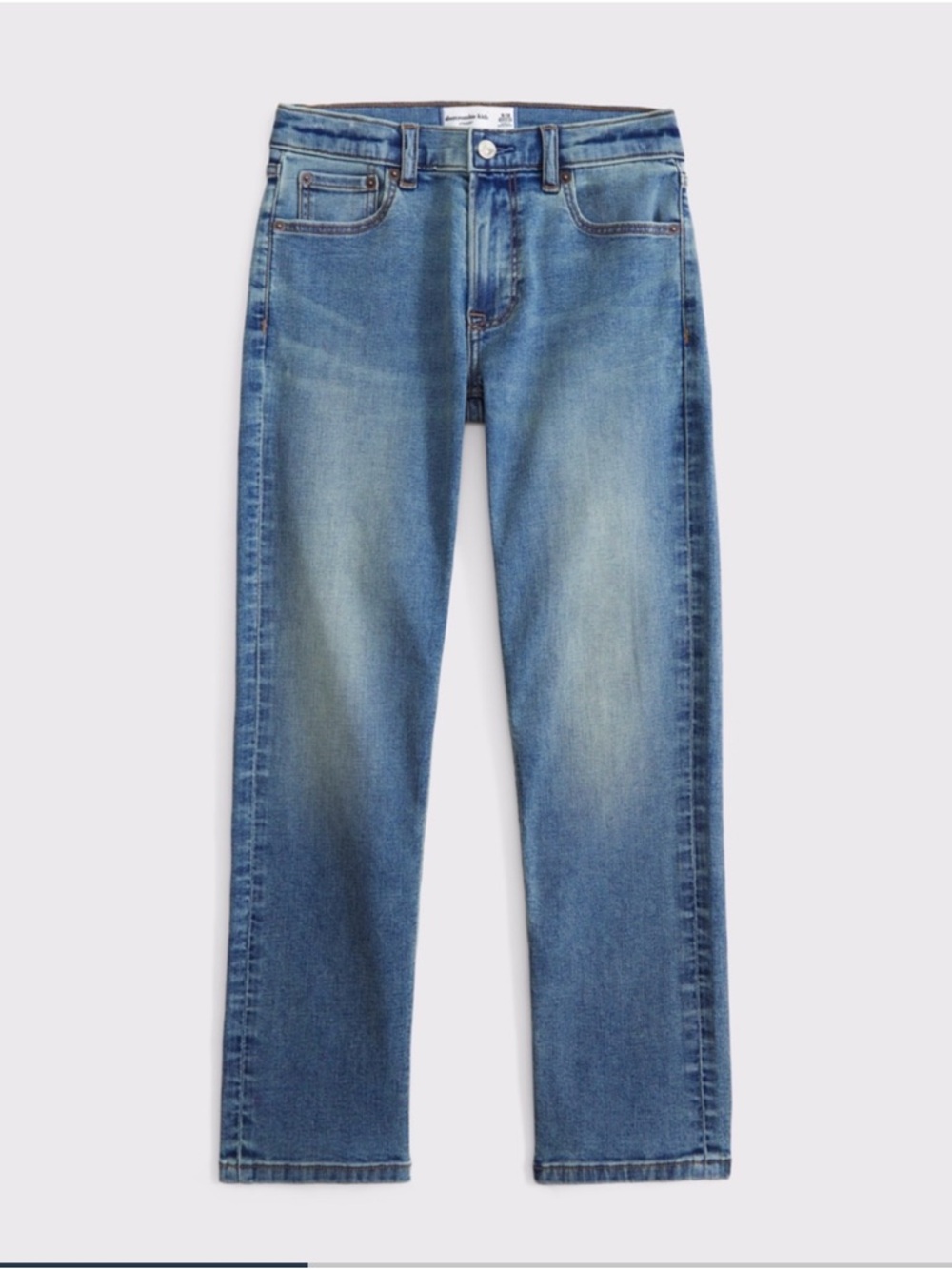 abercrombie boys medium blue wash straight-leg jeans - 7/8